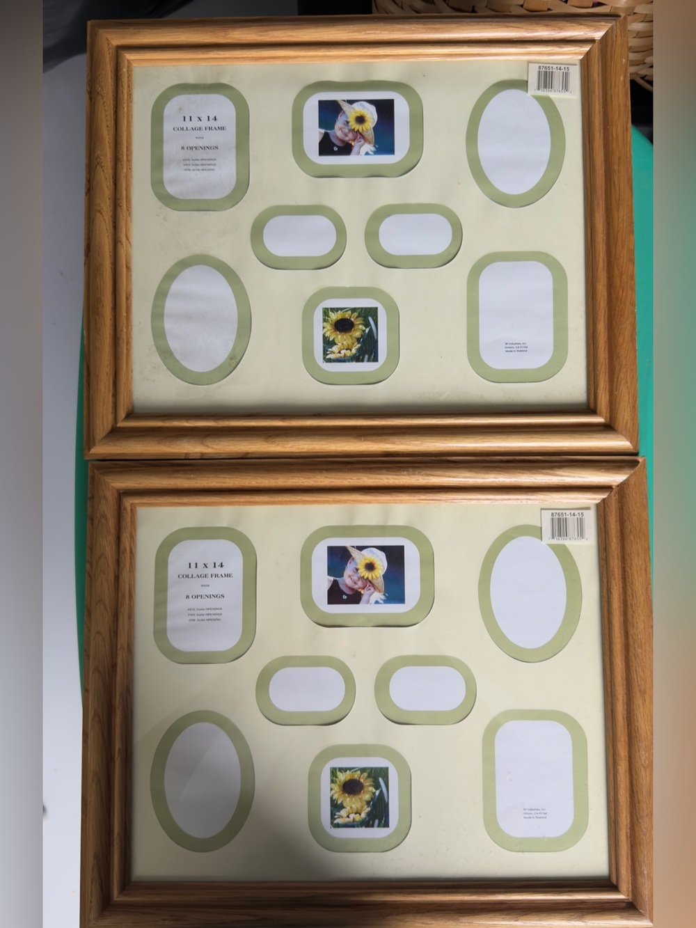 Set of 2 11x14 Collage Picture Frames 8 Openings Wood Look Floral New